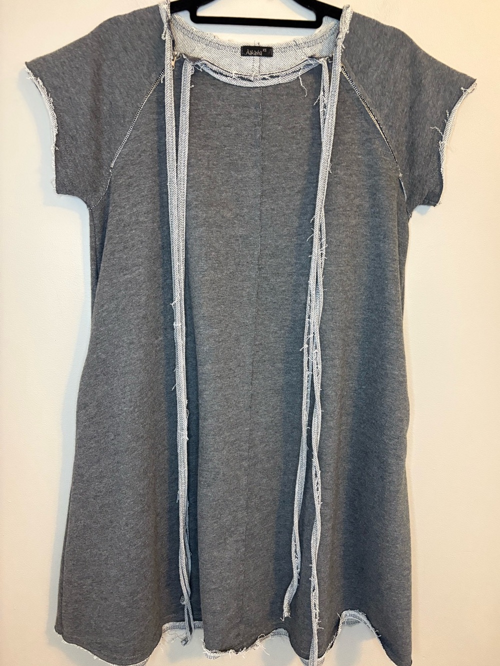 Aakasha Gray Raw Edge Tunic Dress XS Avant Garde Lagenlook